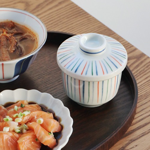 일본 오색 라인 자왕무시 (뚜껑+컵 세트)